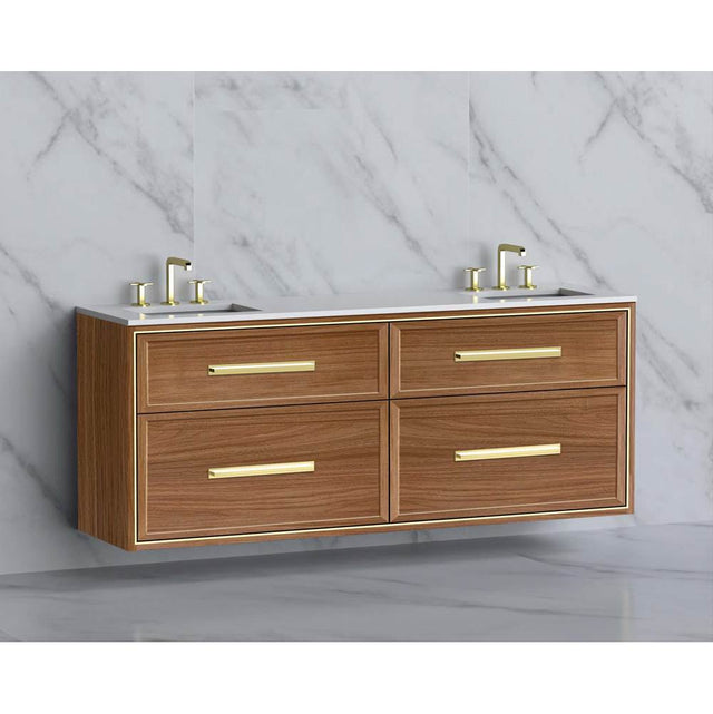 Madeli - Madeli Edge 72'' Wall hung Vanity Cabinet in Natural Walnut/HW: Handles Matte Black(MB) - Natural Walnut With Matte Black