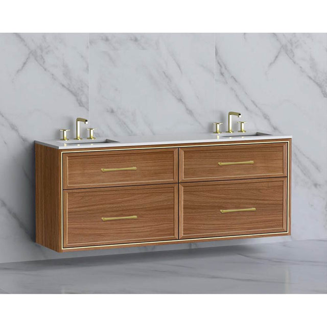 Madeli - Madeli Edge 72'' Wall hung Vanity Cabinet in Natural Walnut/HW: Handles Brushed Nickel(BN) - Natural Walnut With Brushed Nickel
