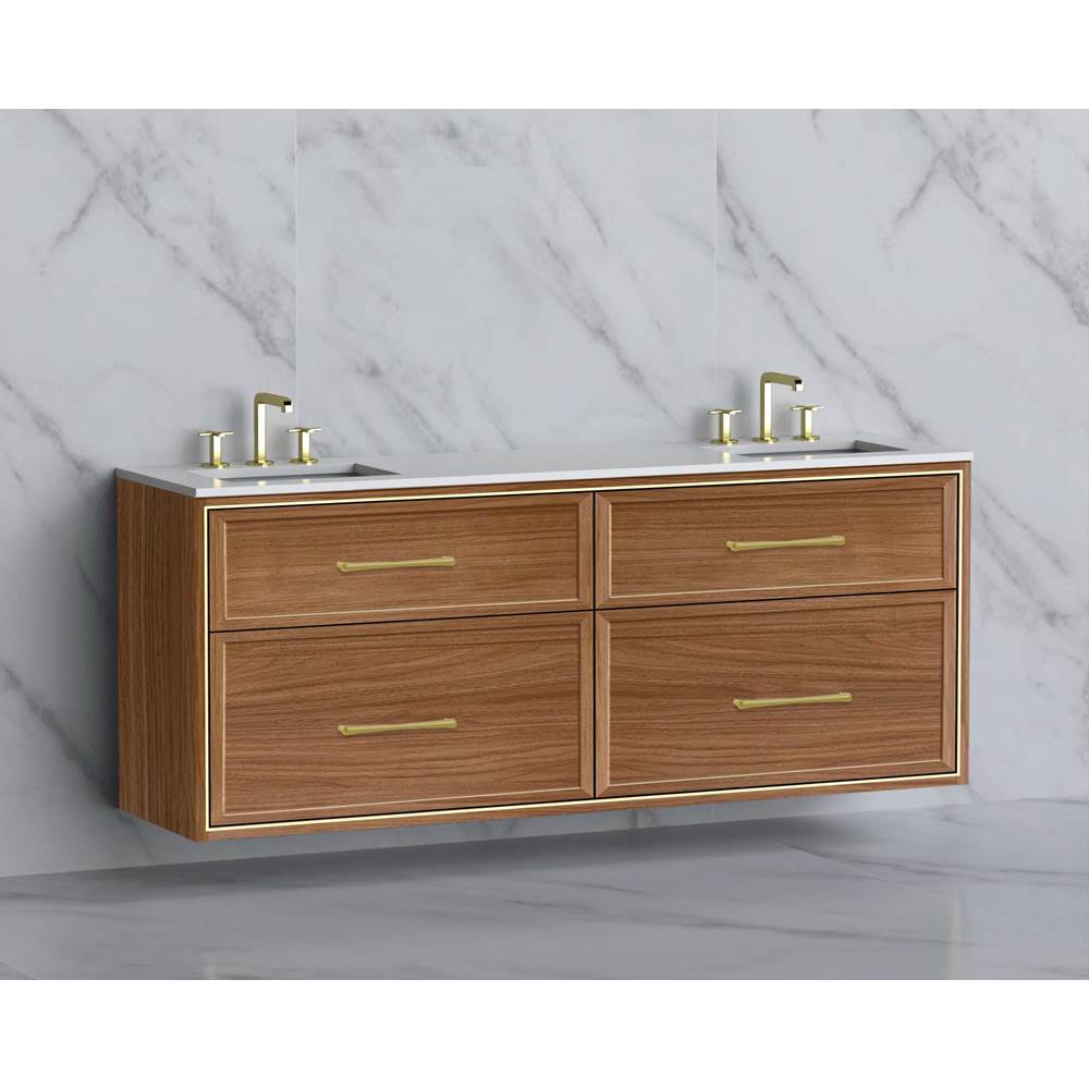 Madeli - Madeli Edge 72'' Wall hung Vanity Cabinet in Natural Walnut/HW: Handles Matte Black(MB) - Natural Walnut With Matte Black