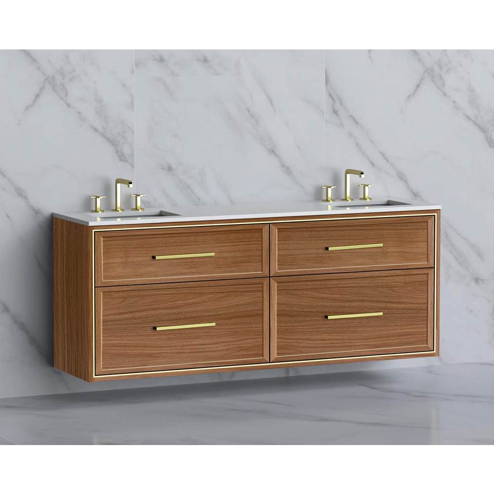 Madeli - Madeli Edge 72'' Wall hung Vanity Cabinet in Natural Walnut/HW: Handles Brushed Nickel(BN) - Natural Walnut With Brushed Nickel
