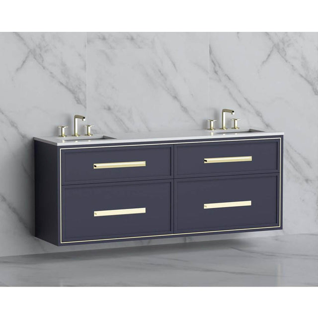 Madeli - Madeli Edge 72'' Wall hung Vanity Cabinet in Sapphire/HW: Handles Matte Black(MB) - Sapphire With Matte Black