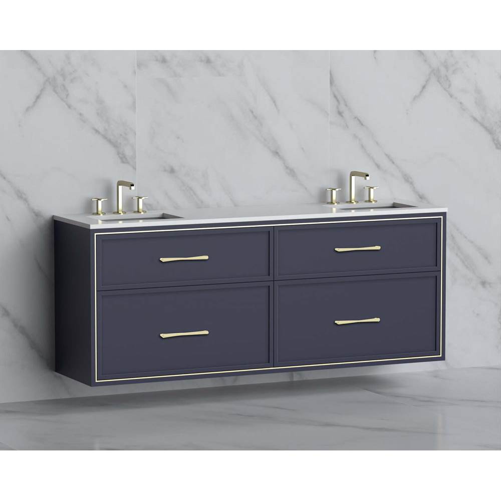 Madeli - Madeli Edge 72'' Wall hung Vanity Cabinet in Sapphire/HW: Handles Polished Chrome(PC) - Sapphire With Polished Chrome