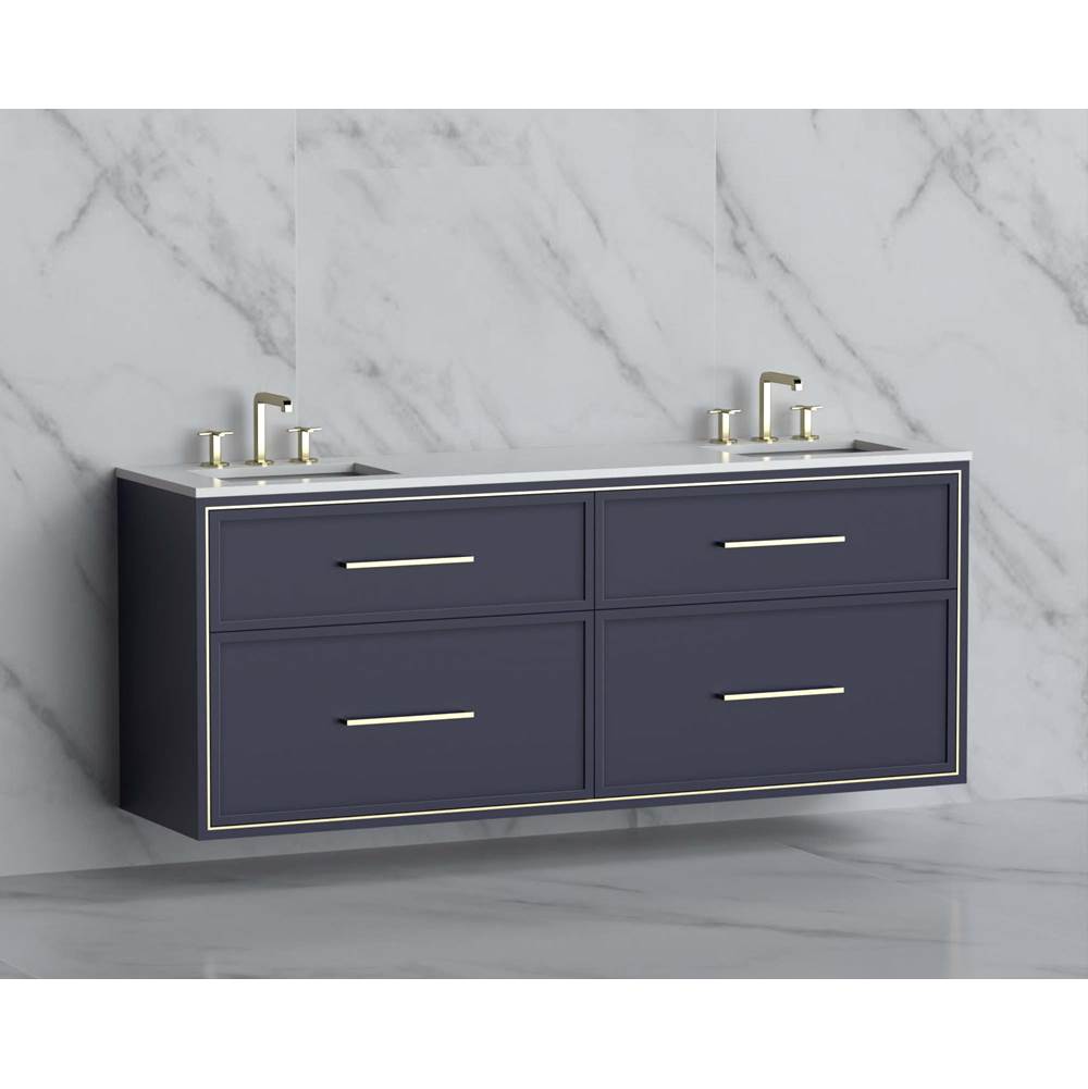 Madeli - Madeli Edge 72'' Wall hung Vanity Cabinet in Sapphire/HW: Handles Matte Black(MB) - Sapphire With Matte Black