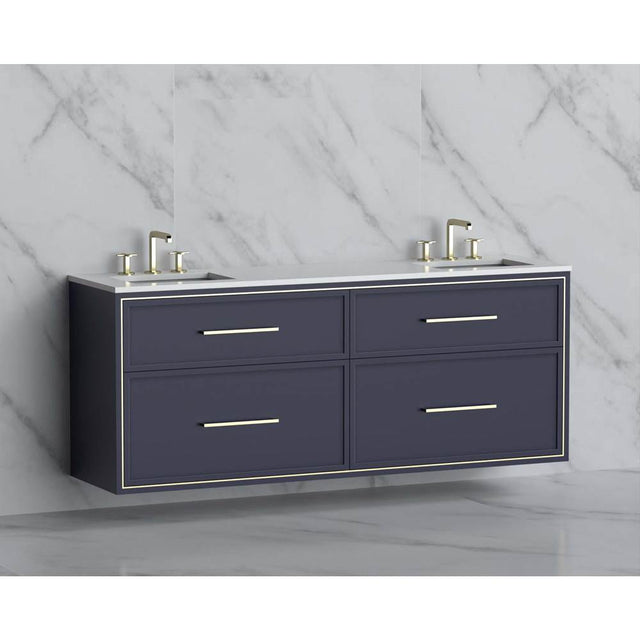 Madeli - Madeli Edge 72'' Wall hung Vanity Cabinet in Sapphire/HW: Handles Matte Black(MB) - Sapphire With Matte Black