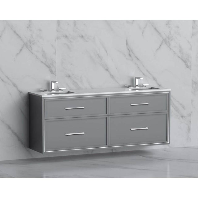 Madeli - Madeli Edge 72'' Wall hung Vanity Cabinet in Studio Grey/HW: Handles Polished Nickel(PN) - Studio Gray With Polished Nickel