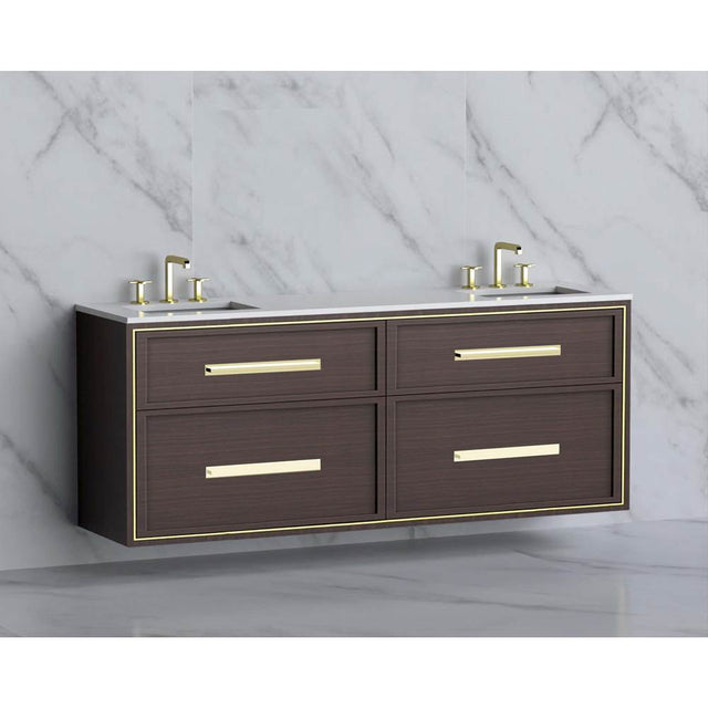Madeli - Madeli Edge 72'' Wall hung Vanity Cabinet in Walnut/HW: Handles Polished Chrome(PC) - Walnut With Polished Chrome