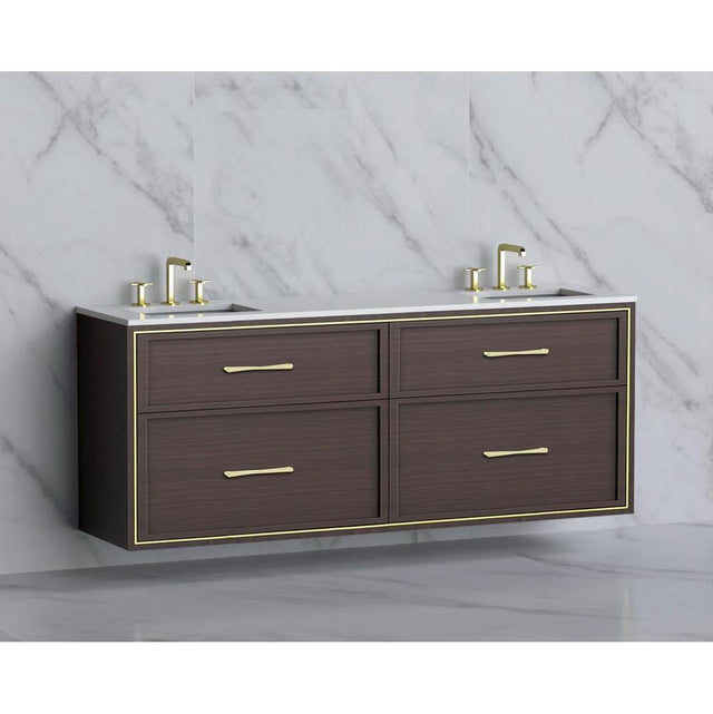 Madeli - Madeli Edge 72'' Wall hung Vanity Cabinet in Walnut/HW: Handles Brushed Nickel(BN) - Walnut With Brushed Nickel