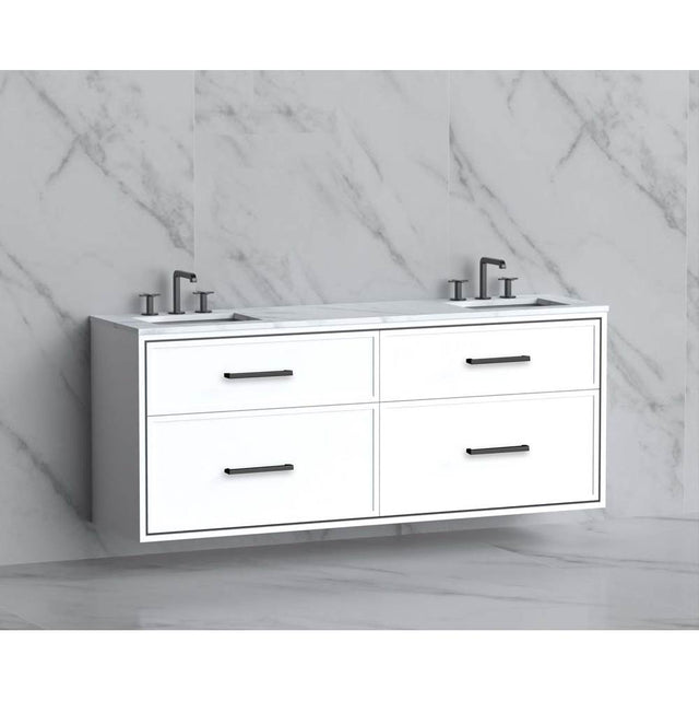 Madeli - Madeli Edge 72'' Wall hung Vanity Cabinet in White/HW: Handles Matte Black(MB) - White With Matte Black