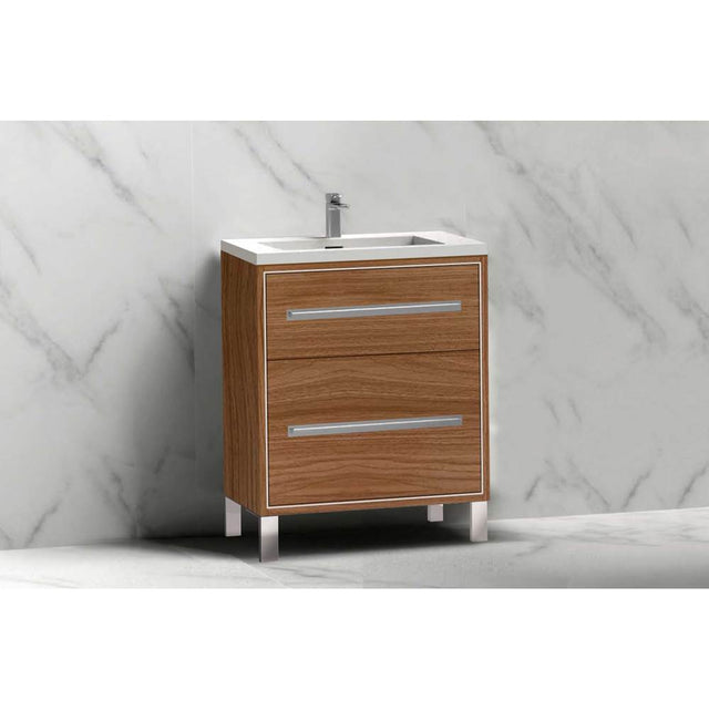 Madeli - Madeli Pinnacle 24'' Free standing Vanity Cabinet in Natural Walnut/HW: Polished Chrome(PC) - Natural Walnut With Polished Chrome