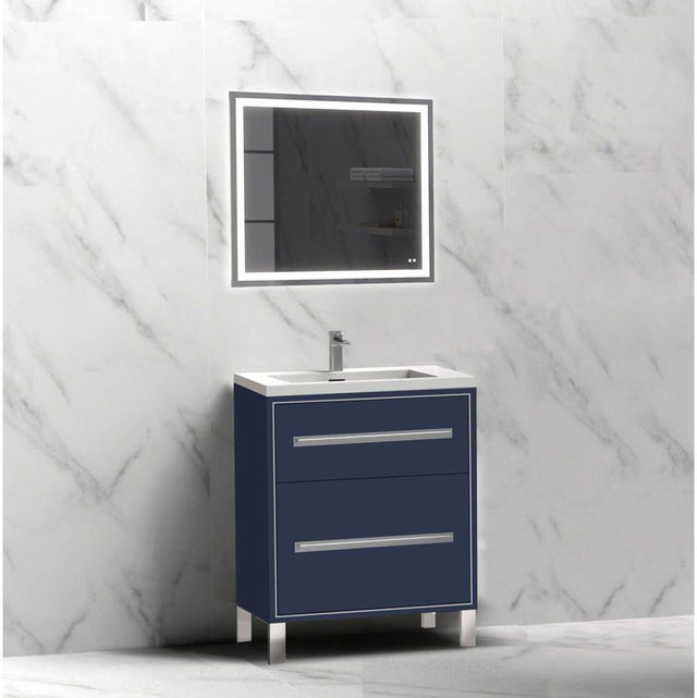 Madeli - Madeli Pinnacle 24'' Free standing Vanity Cabinet in Sapphire/HW: Matte Black(MB) - Sapphire With Matte Black