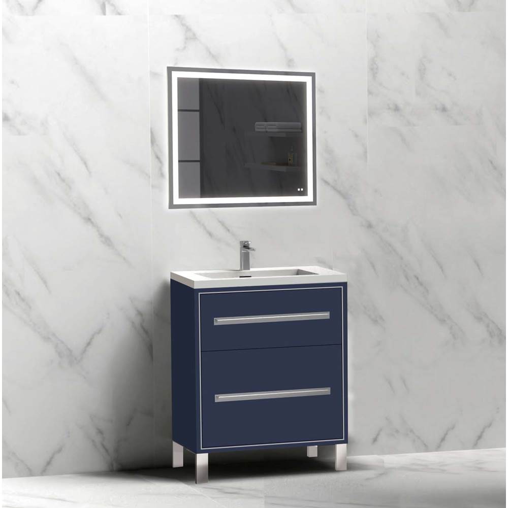 Madeli - Madeli Pinnacle 24'' Free standing Vanity Cabinet in Sapphire/HW: Polished Chrome(PC) - Sapphire With Polished Chrome