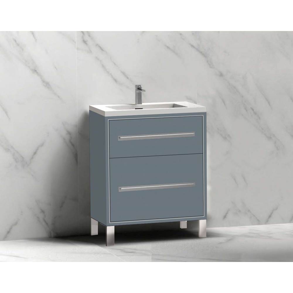 Madeli - Madeli Pinnacle 24'' Free standing Vanity Cabinet in Studio Grey/HW: Satin Brass(SB) - Studio Gray With Satin Brass