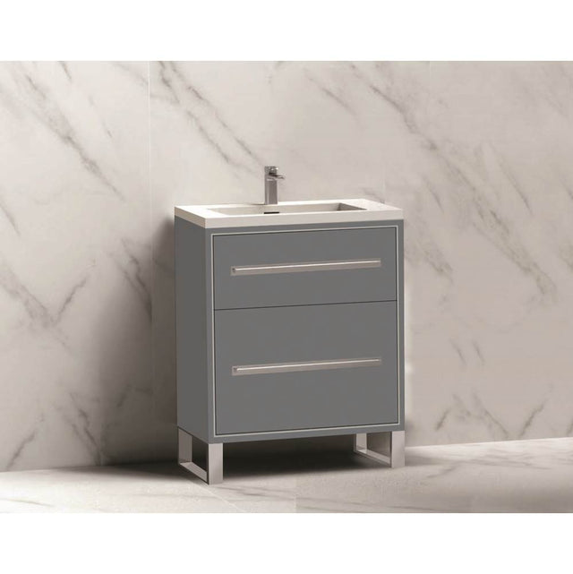 Madeli - Madeli Pinnacle 24'' Free standing Vanity Cabinet in Studio Grey/HW: Brushed Nickel(BN) - Studio Gray With Brushed Nickel