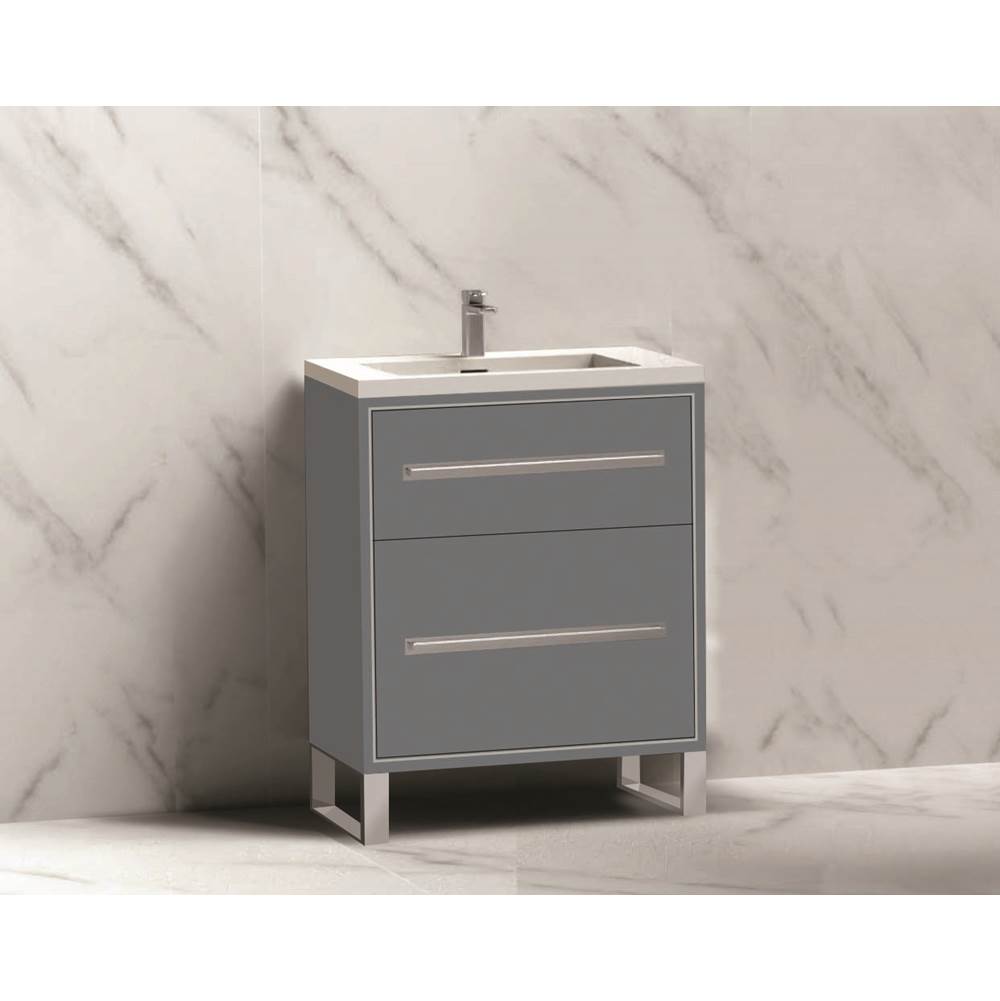 Madeli - Madeli Pinnacle 24'' Free standing Vanity Cabinet in Studio Grey/HW: Matte Black(MB) - Studio Gray With Matte Black
