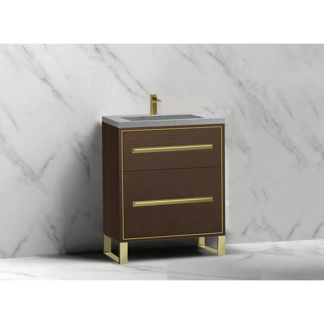 Madeli - Madeli Pinnacle 24'' Free standing Vanity Cabinet in Walnut/HW: Polished Chrome(PC) - Walnut With Polished Chrome