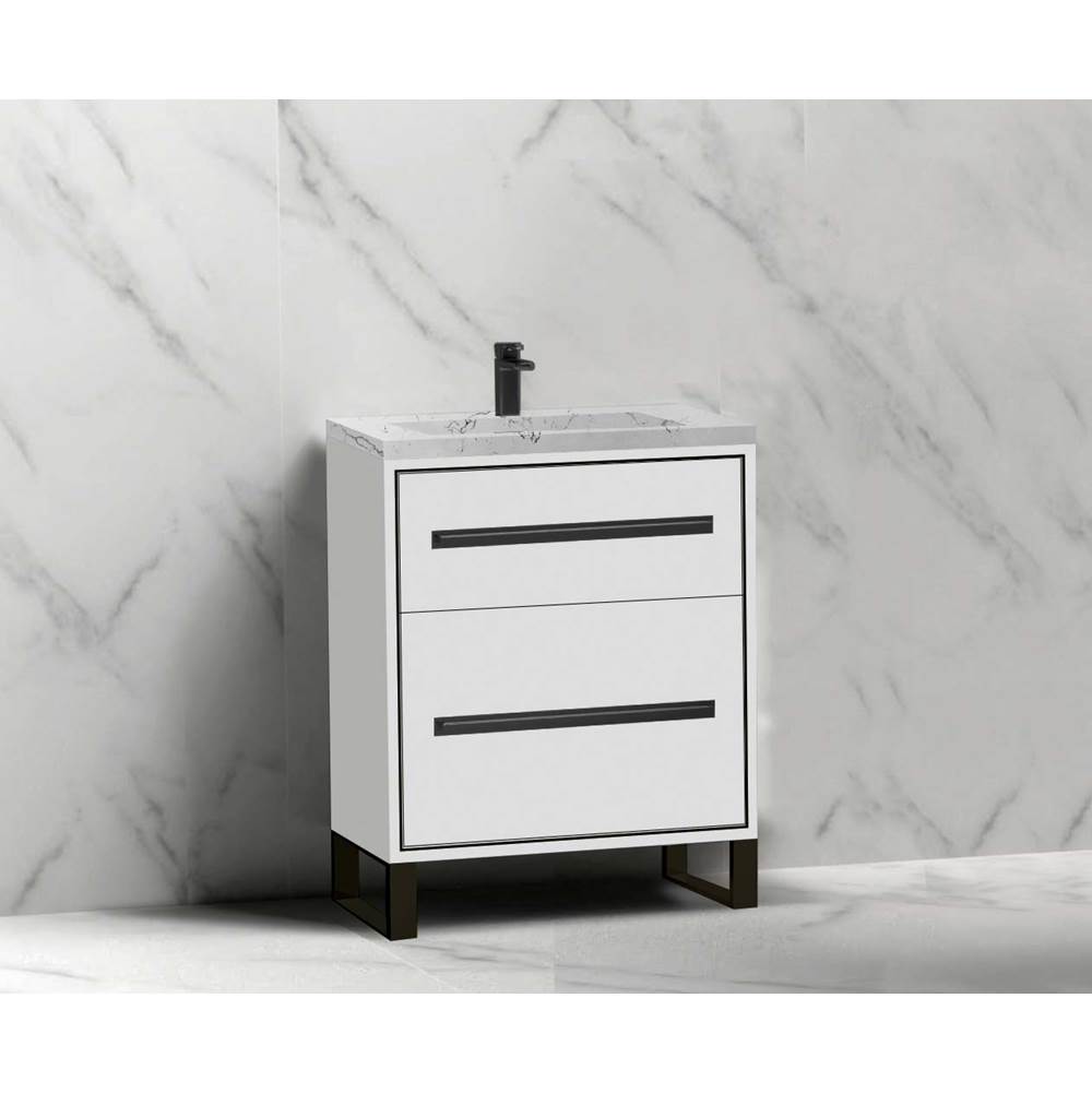 Madeli - Madeli Pinnacle 24'' Free standing Vanity Cabinet in White/HW: Polished Chrome(PC) - White With Polished Chrome