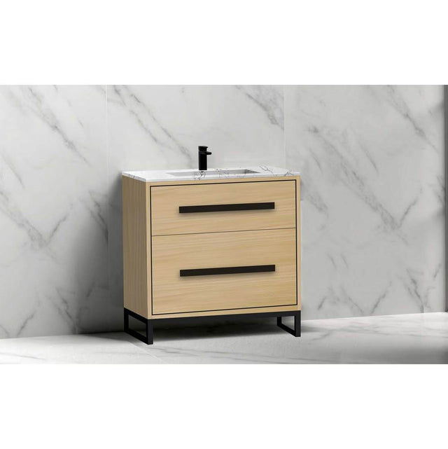 Madeli - Madeli Pinnacle 30'' Free standing Vanity Cabinet in Natural Oak/HW: Polished Chrome(PC) - Natural Oak With Polished Chrome