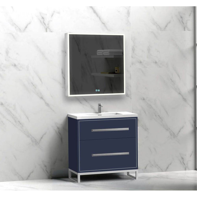 Madeli - Madeli Pinnacle 30'' Free standing Vanity Cabinet in Sapphire/HW: Polished Chrome(PC) - Sapphire With Polished Chrome