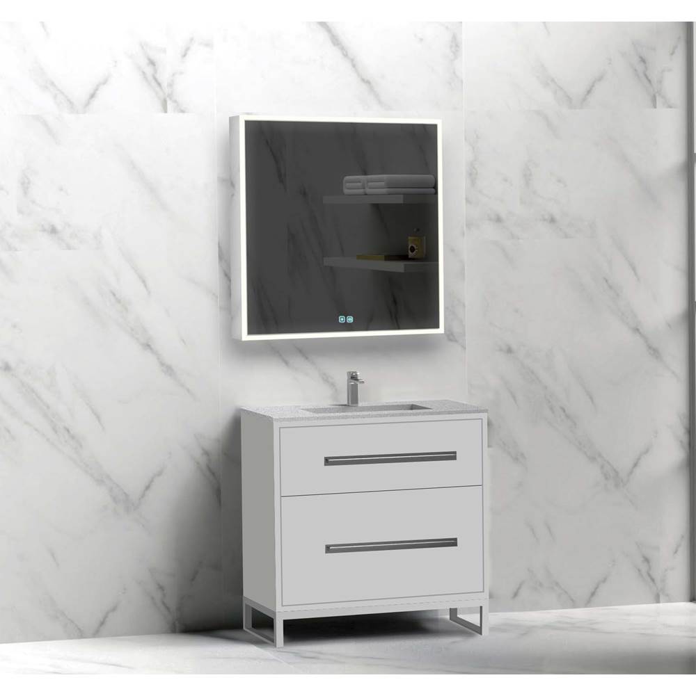 Madeli - Madeli Pinnacle 30'' Free standing Vanity Cabinet in White/HW: Matte Black(MB) - White With Matte Black