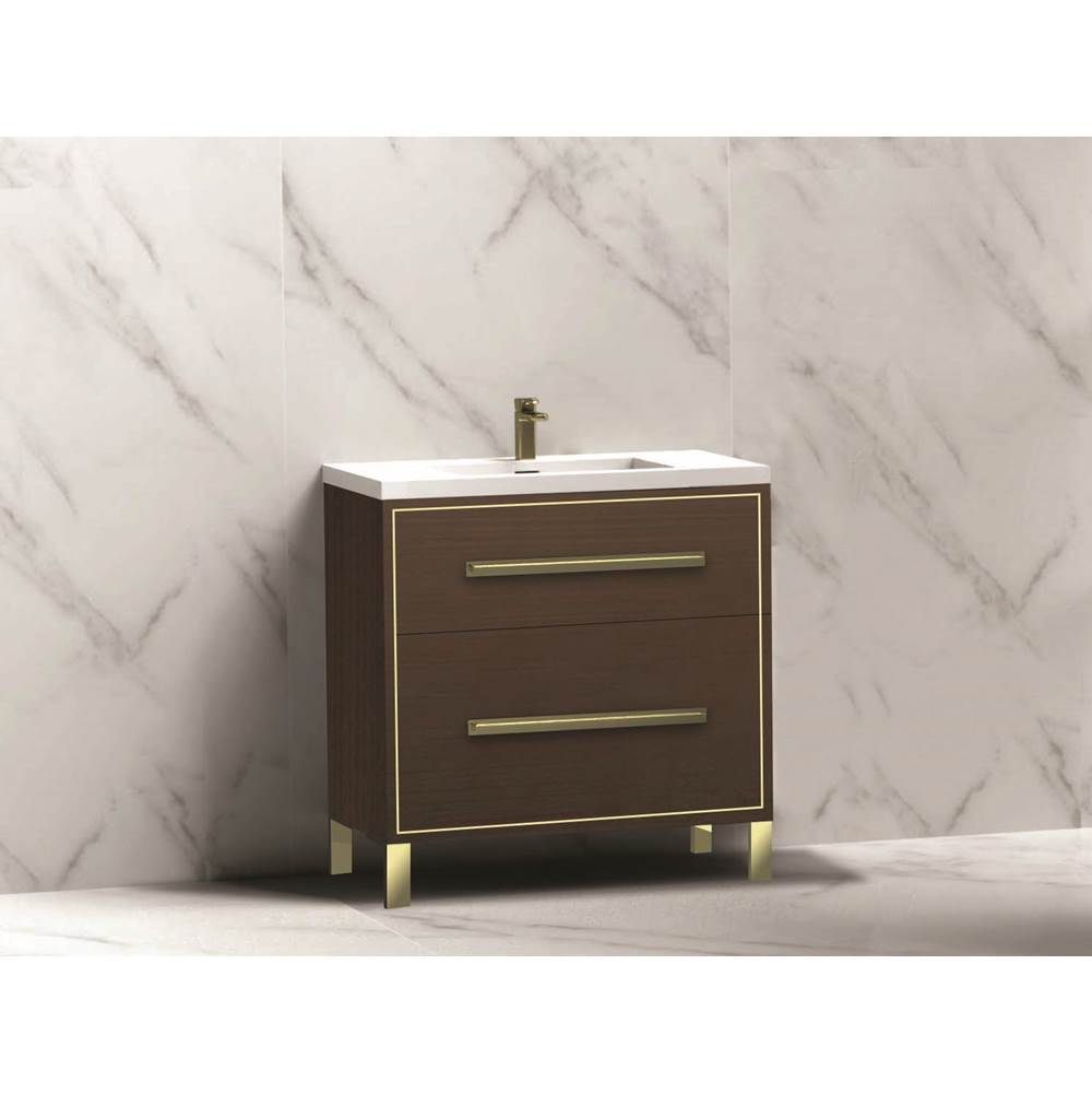 Madeli - Madeli Pinnacle 30'' Free standing Vanity Cabinet in Walnut/HW: Brushed Nickel(BN) - Walnut With Brushed Nickel