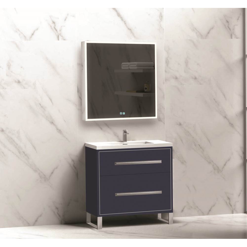 Madeli - Madeli Pinnacle 30'' Free standing Vanity Cabinet in Sapphire/HW: Brushed Nickel(BN) - Sapphire With Brushed Nickel