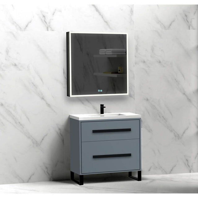 Madeli - Madeli Pinnacle 30'' Free standing Vanity Cabinet in Studio Grey/HW: Polished Chrome(PC) - Studio Gray With Polished Chrome