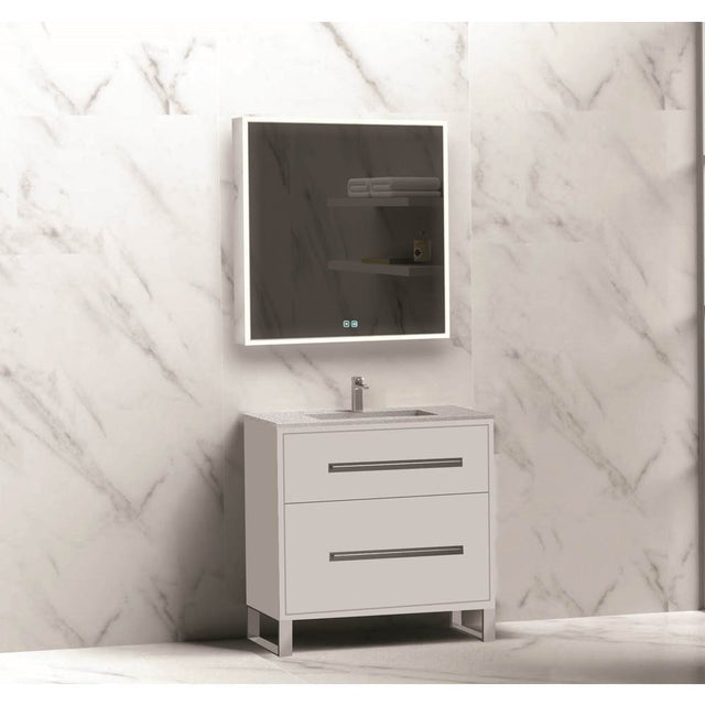 Madeli - Madeli Pinnacle 30'' Free standing Vanity Cabinet in White/HW: Polished Chrome(PC) - White With Polished Chrome