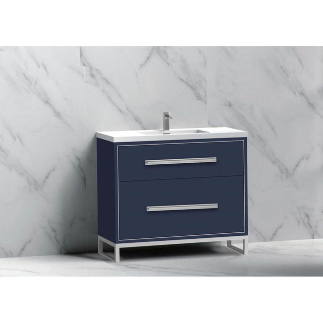 Madeli - Madeli Pinnacle 36'' Free standing Vanity Cabinet in Sapphire/HW: Satin Brass(SB) - Sapphire With Satin Brass