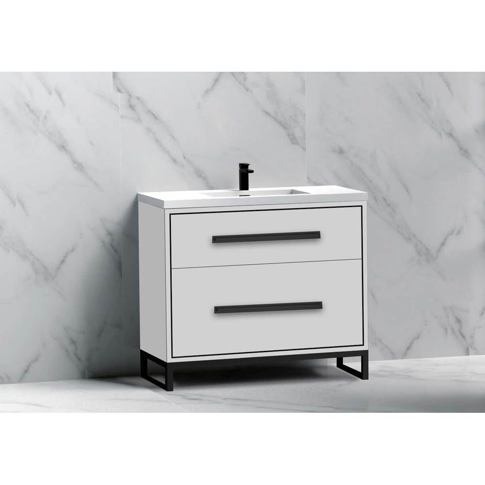 Madeli - Madeli Pinnacle 36'' Free standing Vanity Cabinet in White/HW: Polished Chrome(PC) - White With Polished Chrome