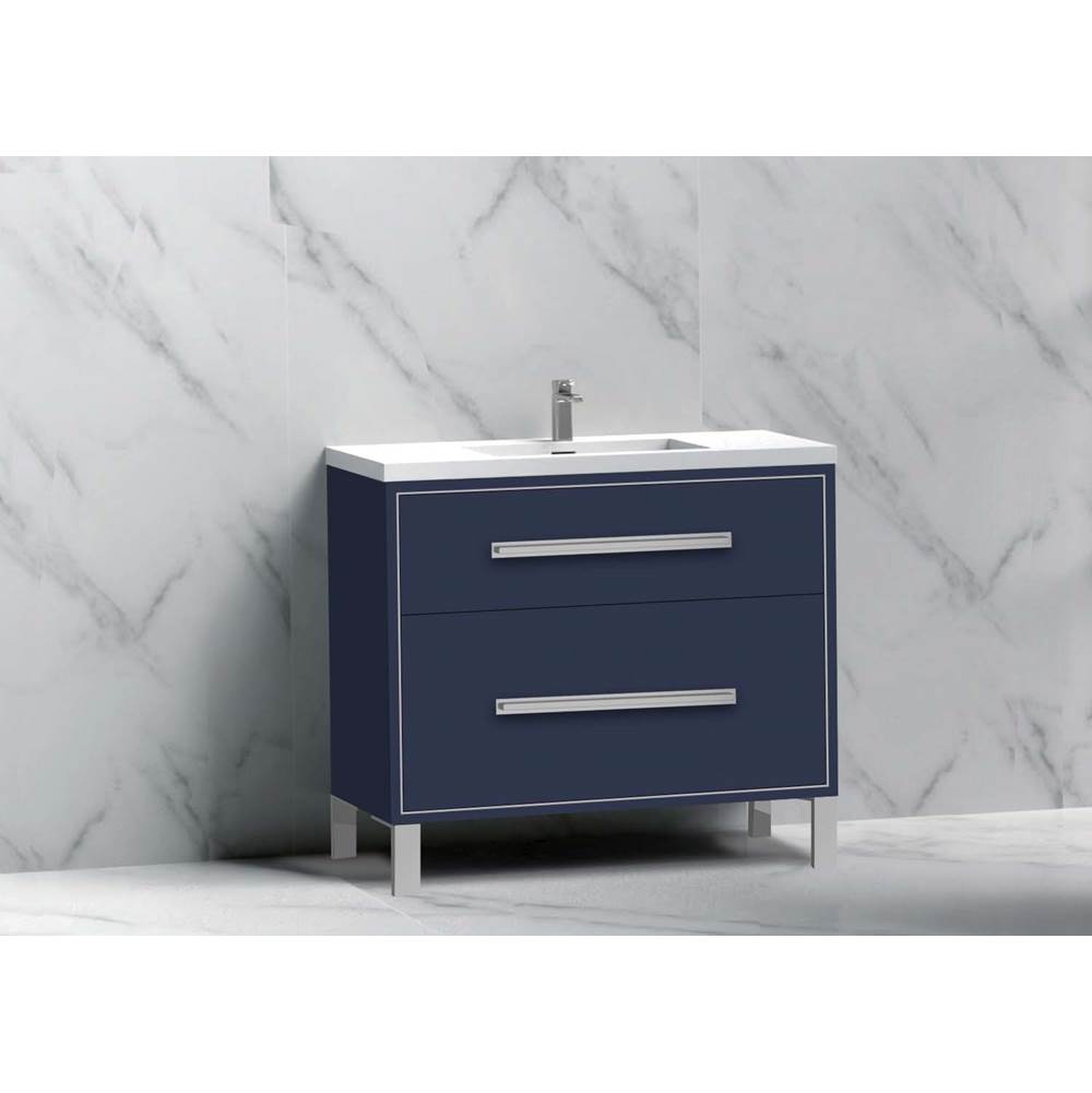 Madeli - Madeli Pinnacle 36'' Free standing Vanity Cabinet in Sapphire/HW: Matte Black(MB) - Sapphire With Matte Black