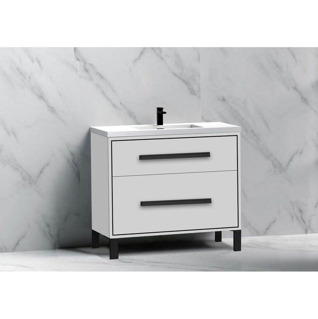 Madeli - Madeli Pinnacle 36'' Free standing Vanity Cabinet in White/HW: Brushed Nickel(BN) - White With Brushed Nickel