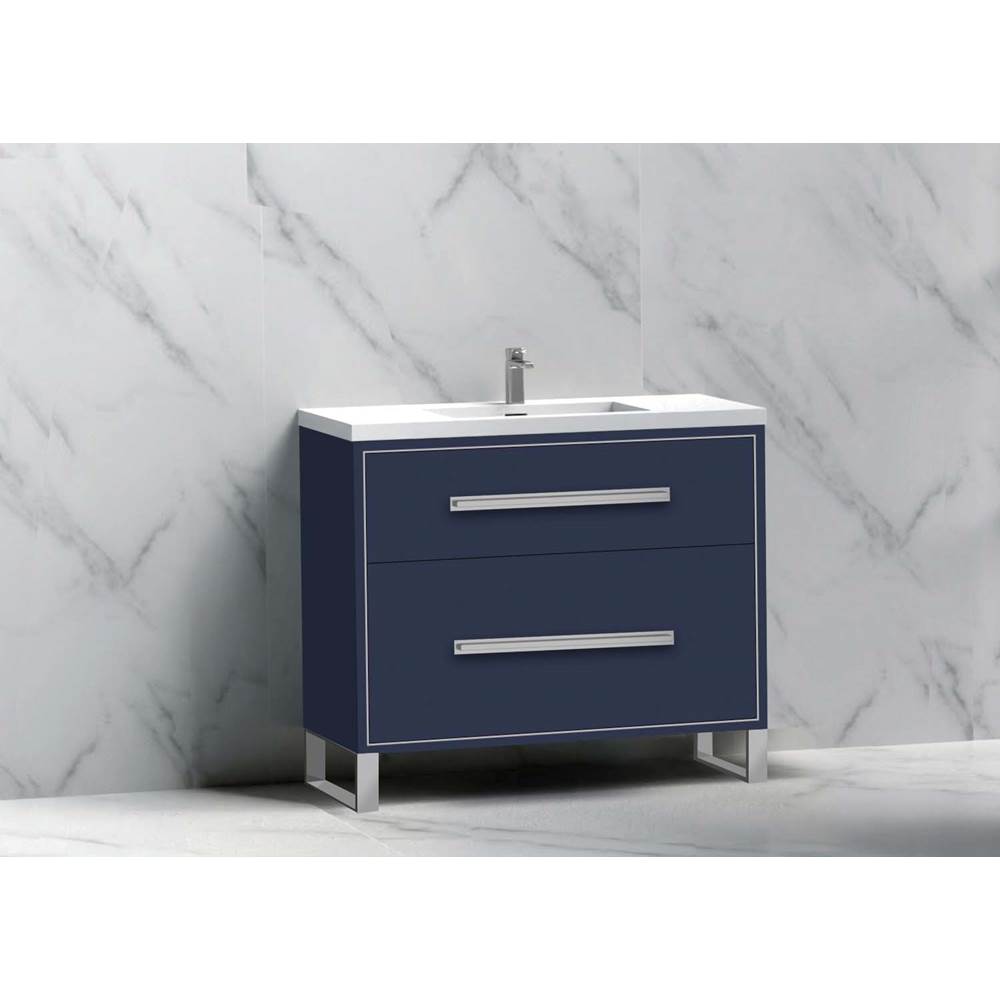 Madeli - Madeli Pinnacle 36'' Free standing Vanity Cabinet in Sapphire/HW: Polished Chrome(PC) - Sapphire With Polished Chrome