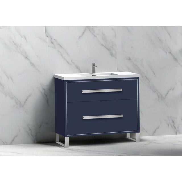 Madeli - Madeli Pinnacle 36'' Free standing Vanity Cabinet in Sapphire/HW: Polished Chrome(PC) - Sapphire With Polished Chrome