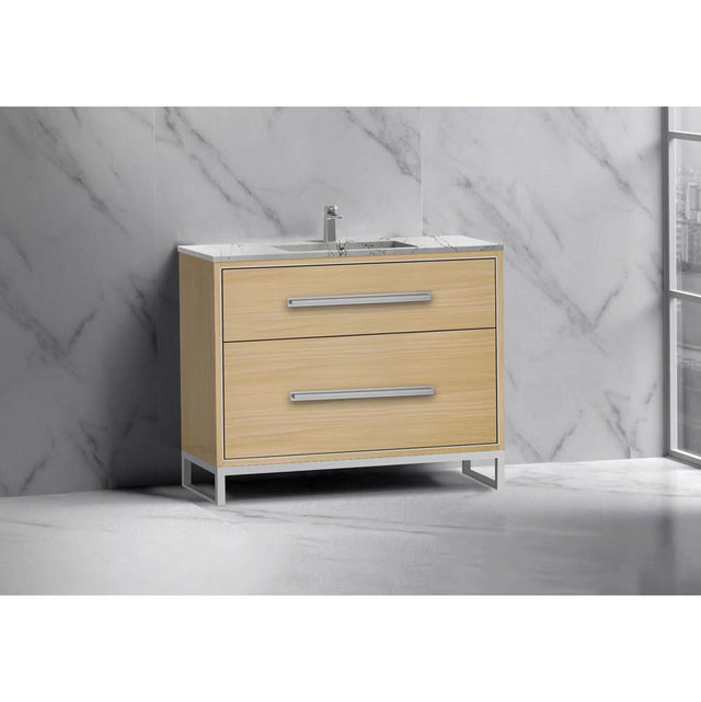 Madeli - Madeli Pinnacle 42'' Free standing Vanity Cabinet in Natural Oak/HW: Brushed Nickel(BN) - Natural Oak With Brushed Nickel