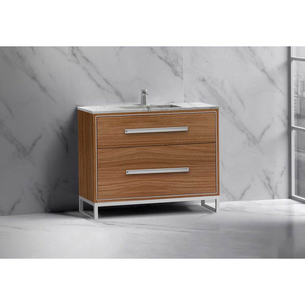 Madeli - Madeli Pinnacle 42'' Free standing Vanity Cabinet in Natural Walnut/HW: Matte Black(MB) - Natural Walnut With Matte Black