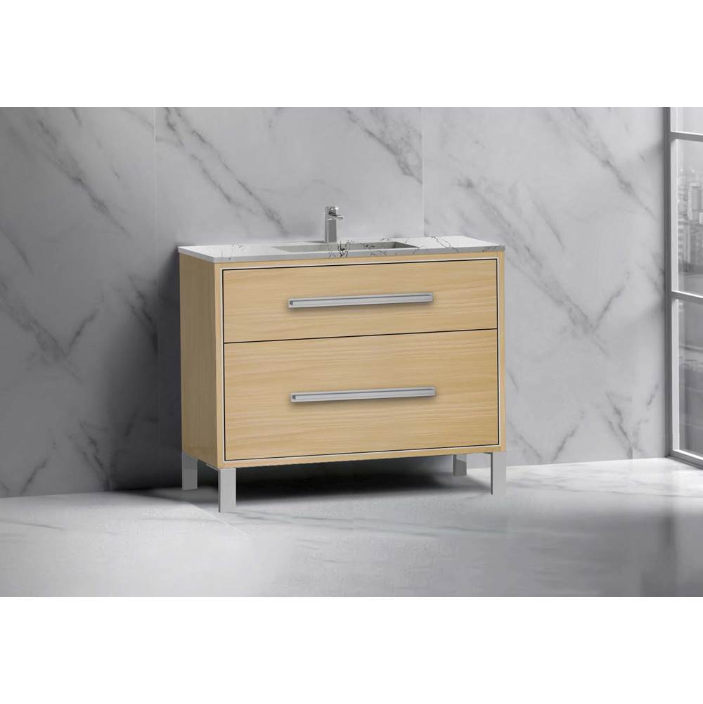 Madeli - Madeli Pinnacle 42'' Free standing Vanity Cabinet in Natural Oak/HW: Polished Chrome(PC) - Natural Oak With Polished Chrome