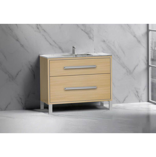 Madeli - Madeli Pinnacle 42'' Free standing Vanity Cabinet in Natural Oak/HW: Polished Chrome(PC) - Natural Oak With Polished Chrome