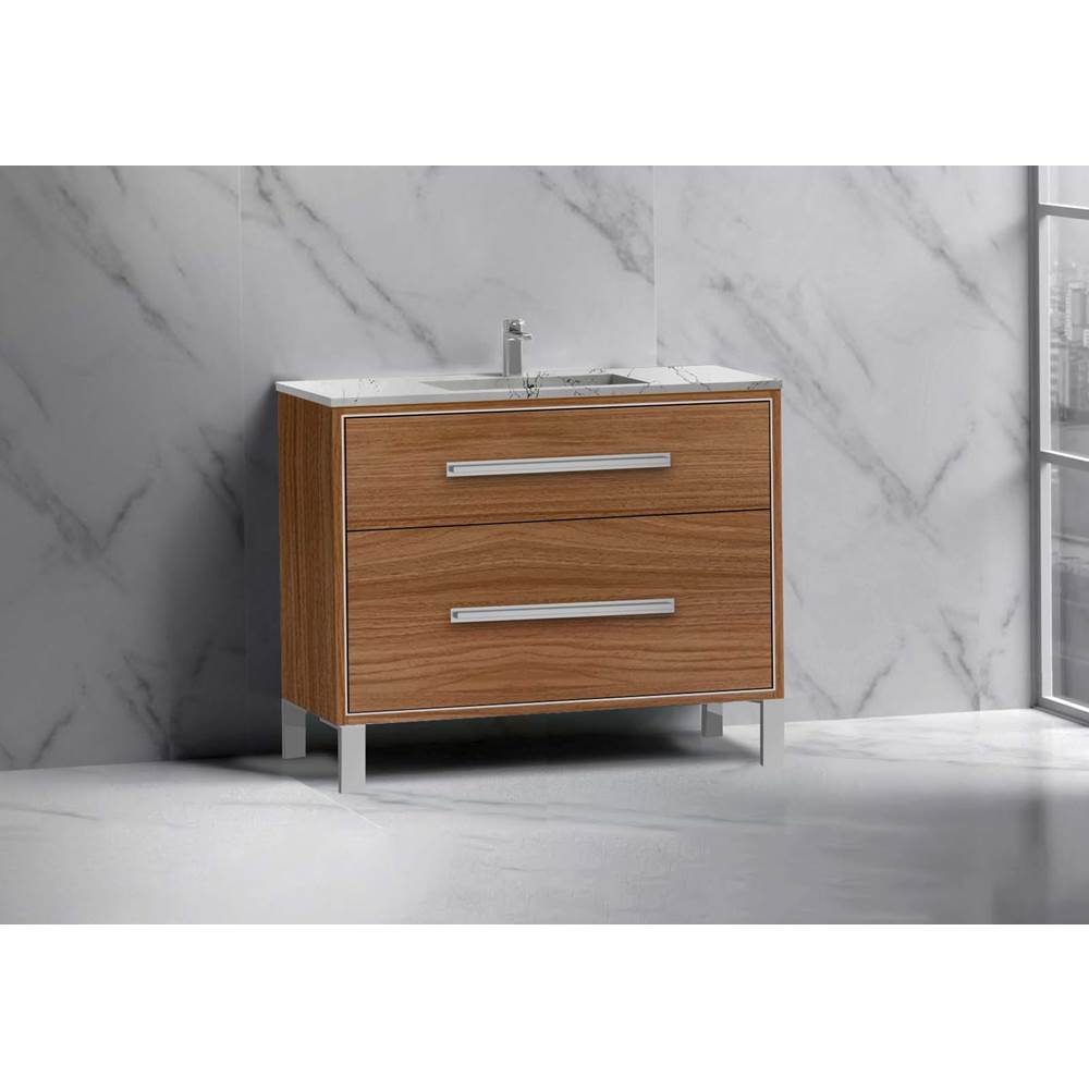 Madeli - Madeli Pinnacle 42'' Free standing Vanity Cabinet in Natural Walnut/HW: Polished Chrome(PC) - Natural Walnut With Polished Chrome