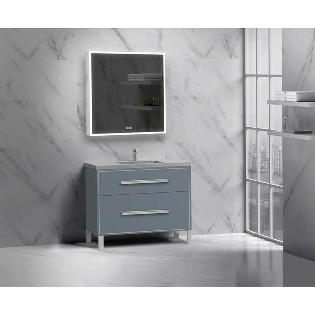 Madeli - Madeli Pinnacle 42'' Free standing Vanity Cabinet in Studio Grey/HW: Polished Chrome(PC) - Studio Gray With Polished Chrome