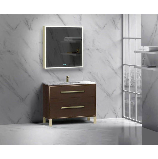Madeli - Madeli Pinnacle 42'' Free standing Vanity Cabinet in Walnut/HW: Matte Black(MB) - Walnut With Matte Black