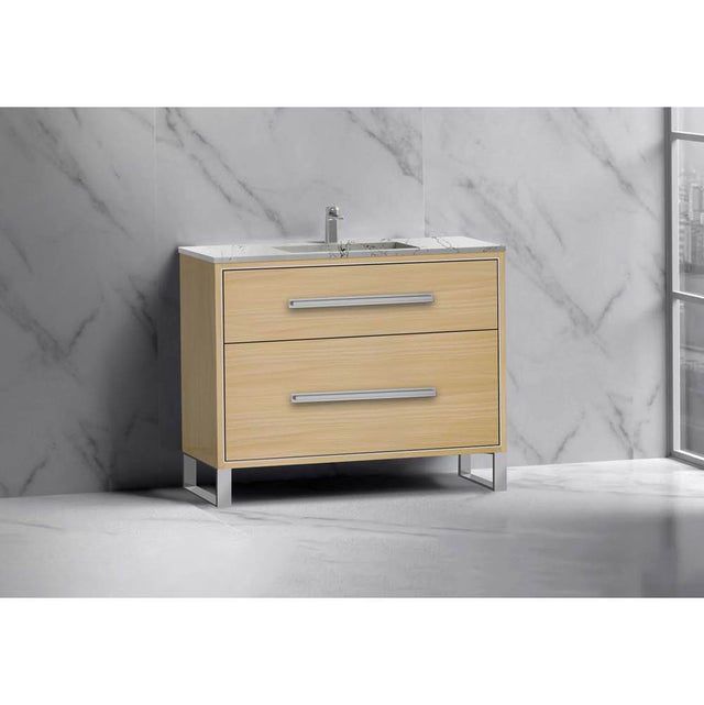 Madeli - Madeli Pinnacle 42'' Free standing Vanity Cabinet in Natural Oak/HW: Brushed Nickel(BN) - Natural Oak With Brushed Nickel