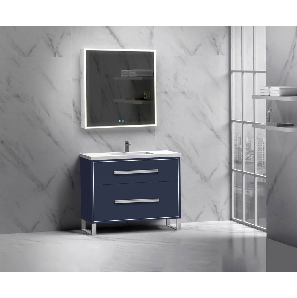 Madeli - Madeli Pinnacle 42'' Free standing Vanity Cabinet in Sapphire/HW: Polished Chrome(PC) - Sapphire With Polished Chrome