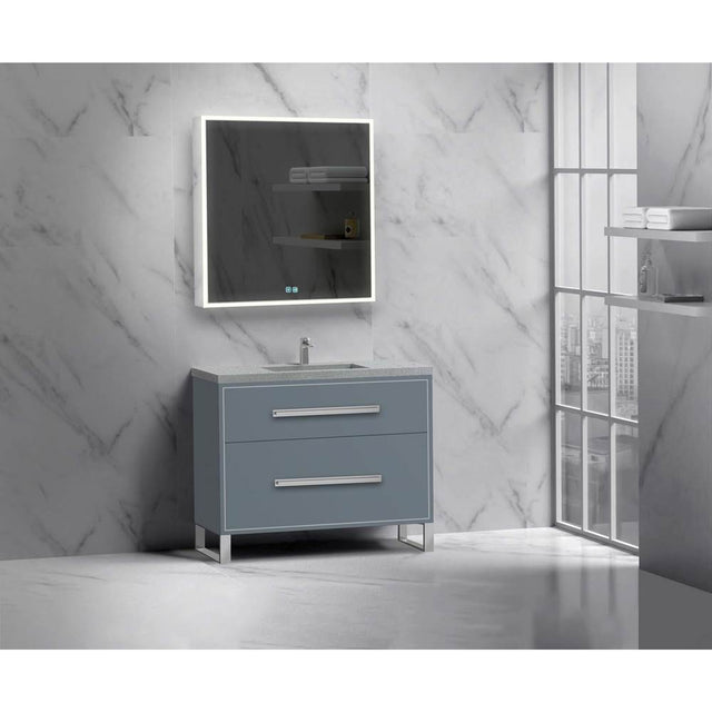 Madeli - Madeli Pinnacle 42'' Free standing Vanity Cabinet in Studio Grey/HW: Brushed Nickel(BN) - Studio Gray With Brushed Nickel