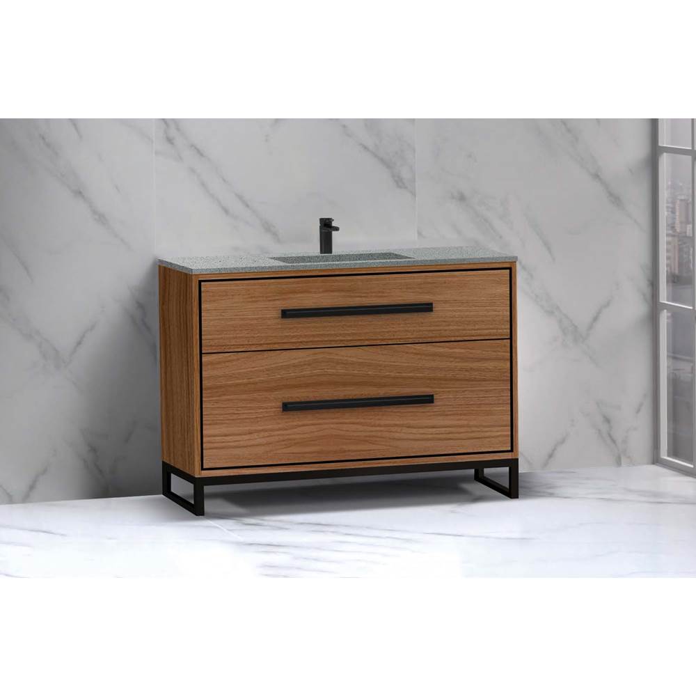 Madeli - Madeli Pinnacle 48C'' Free standing Vanity Cabinet in Natural Walnut/HW: Matte Black(MB) - Natural Walnut With Matte Black