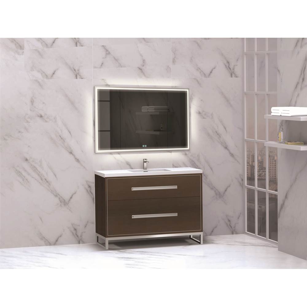 Madeli - Madeli Pinnacle 48C'' Free standing Vanity Cabinet in Walnut/HW: Polished Chrome(PC) - Walnut With Polished Chrome