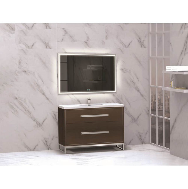 Madeli - Madeli Pinnacle 48C'' Free standing Vanity Cabinet in Walnut/HW: Polished Nickel(PN) - Walnut With Polished Nickel