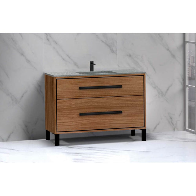 Madeli - Madeli Pinnacle 48C'' Free standing Vanity Cabinet in Natural Walnut/HW: Polished Chrome(PC) - Natural Walnut With Polished Chrome