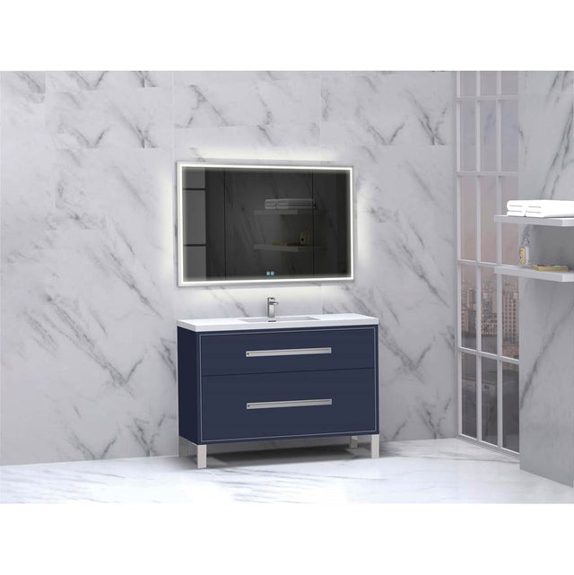 Madeli - Madeli Pinnacle 48C'' Free standing Vanity Cabinet in Sapphire/HW: Polished Chrome(PC) - Sapphire With Polished Chrome