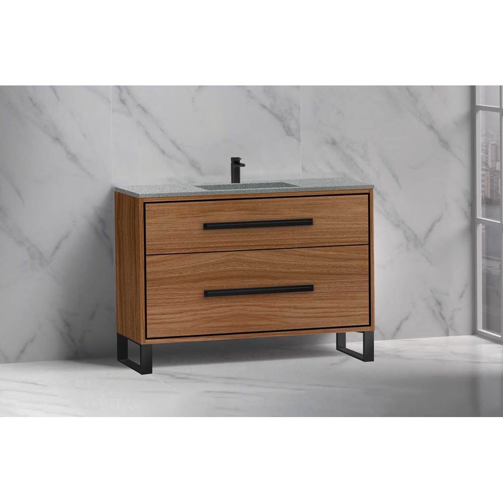 Madeli - Madeli Pinnacle 48C'' Free standing Vanity Cabinet in Natural Walnut/HW: Matte Black(MB) - Natural Walnut With Matte Black