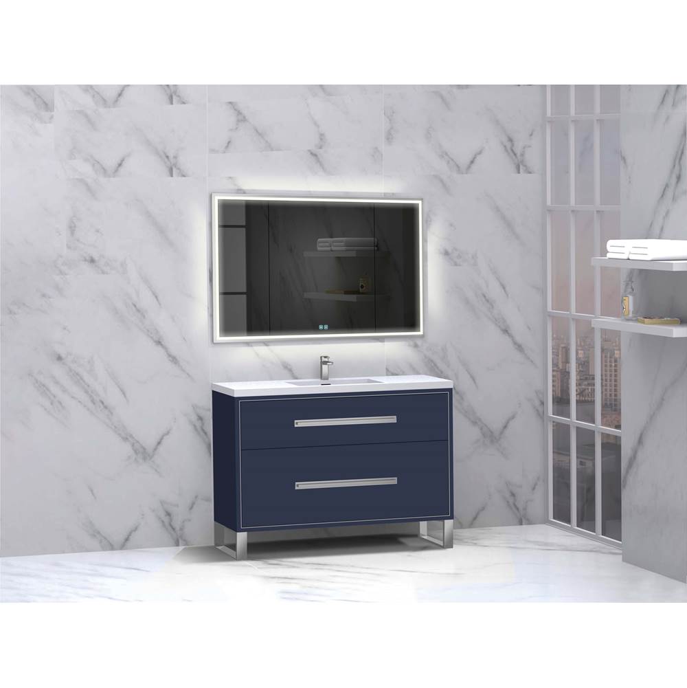 Madeli - Madeli Pinnacle 48C'' Free standing Vanity Cabinet in Sapphire/HW: Polished Nickel(PN) - Sapphire With Polished Nickel